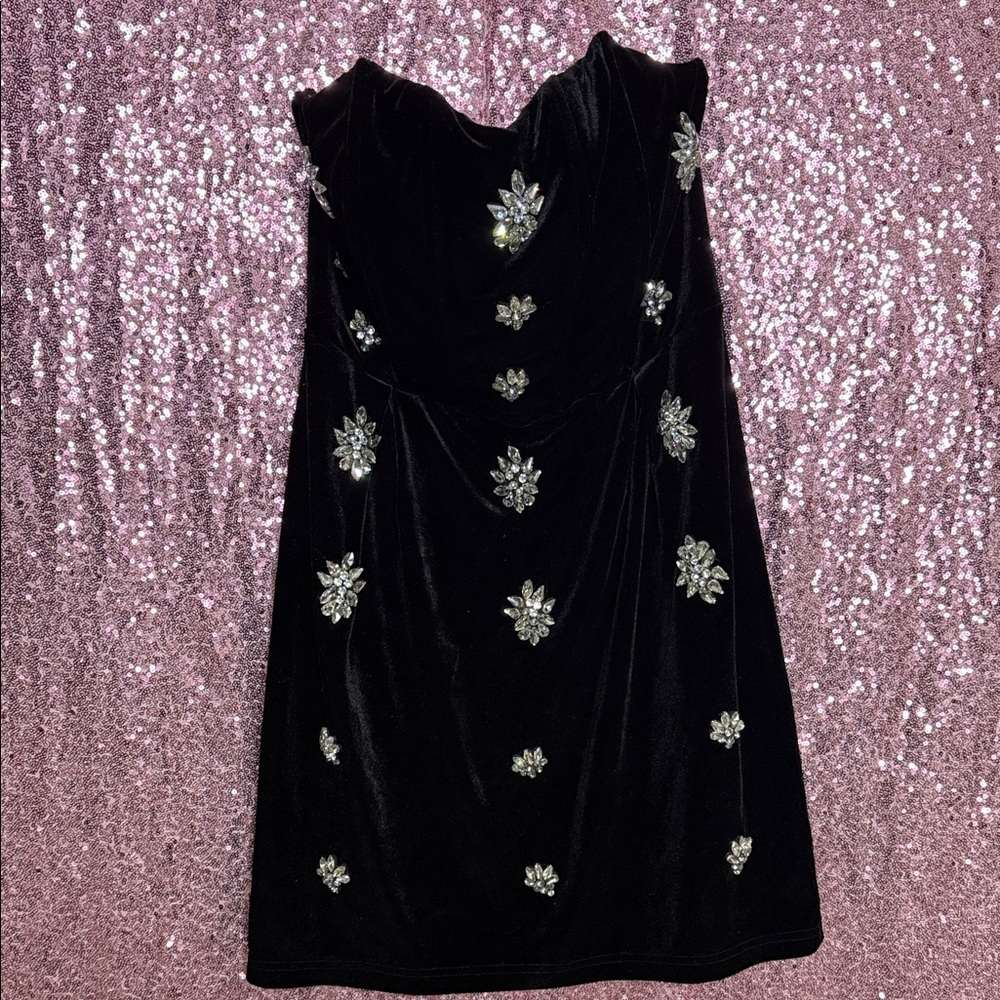 Fashion Nova Black Strapless Dress with Silver Accents